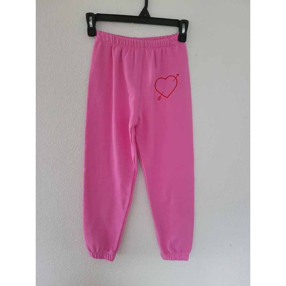 Katie J NYC Tween Shane Pants Pink Heart Arrow Graphic Joggers Size Small NEW #8